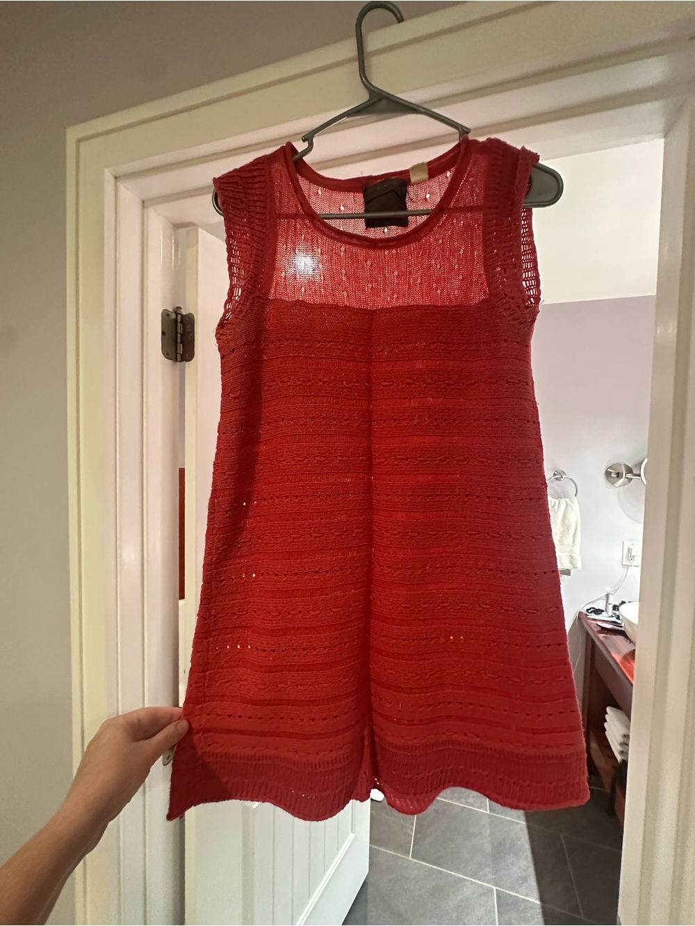 Red Sleeveless Crochet Swing Top - Women